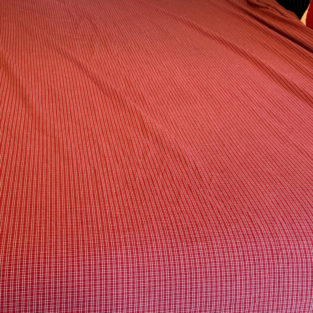 Nautica Queen Size Tattersal Red White Plaid 100% Cotton Bed Skirt 15" Drop - Picture 7 of 9
